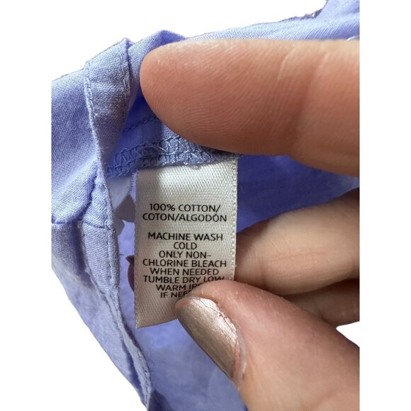 🍒 2/$20 🍒 Ann Taylor Blue Button-Down Blouse with Pocket sz L - Picture 4 of 5